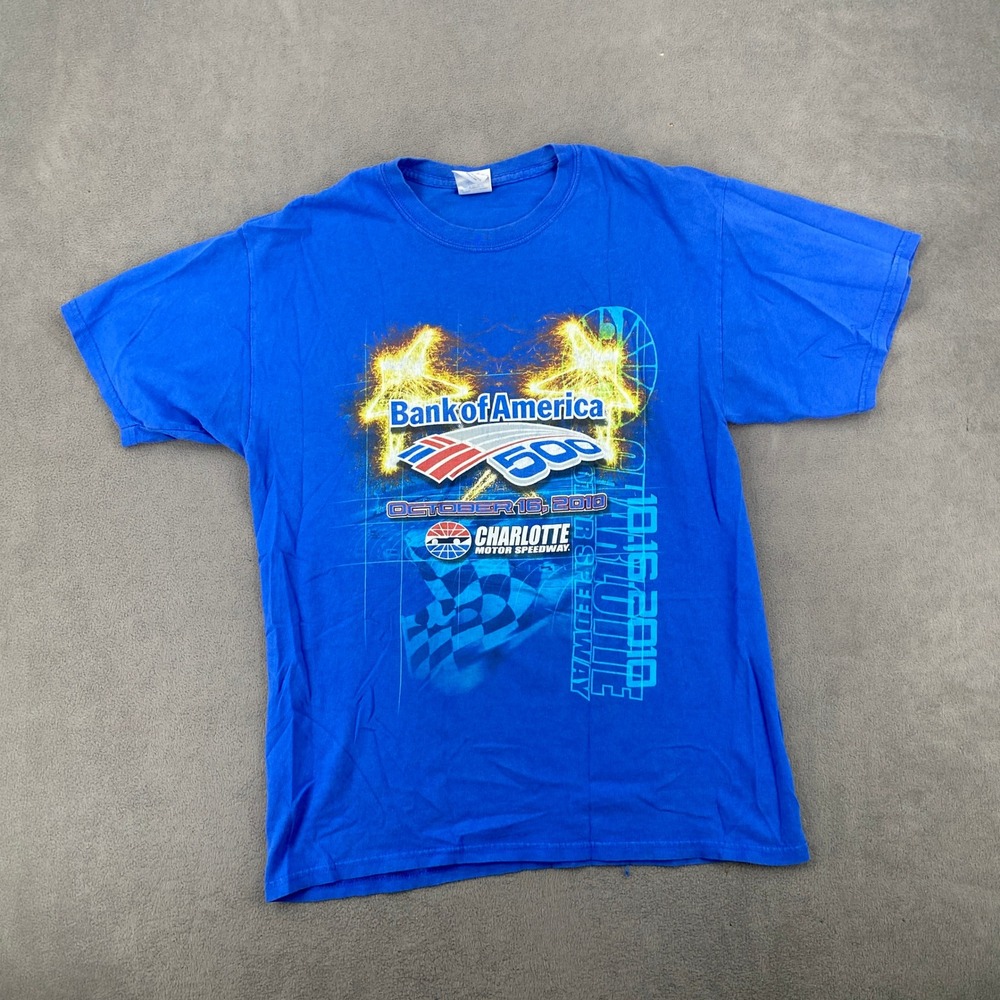 Gildan Bank of America 500 Charlotte Motor Speedway 2010 Racing T-Shirt Blue L